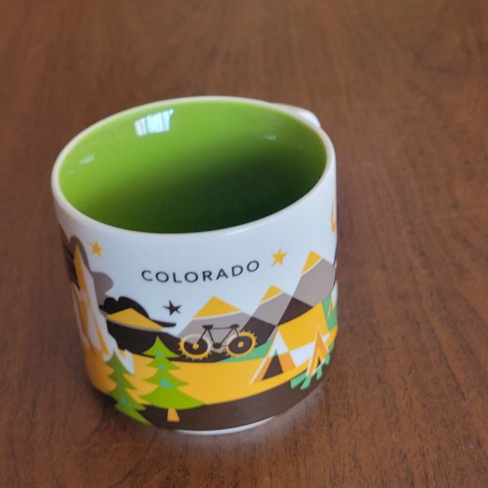 Starbucks You Are Here Collection Colorado Mug 2017 14oz White Green Interior